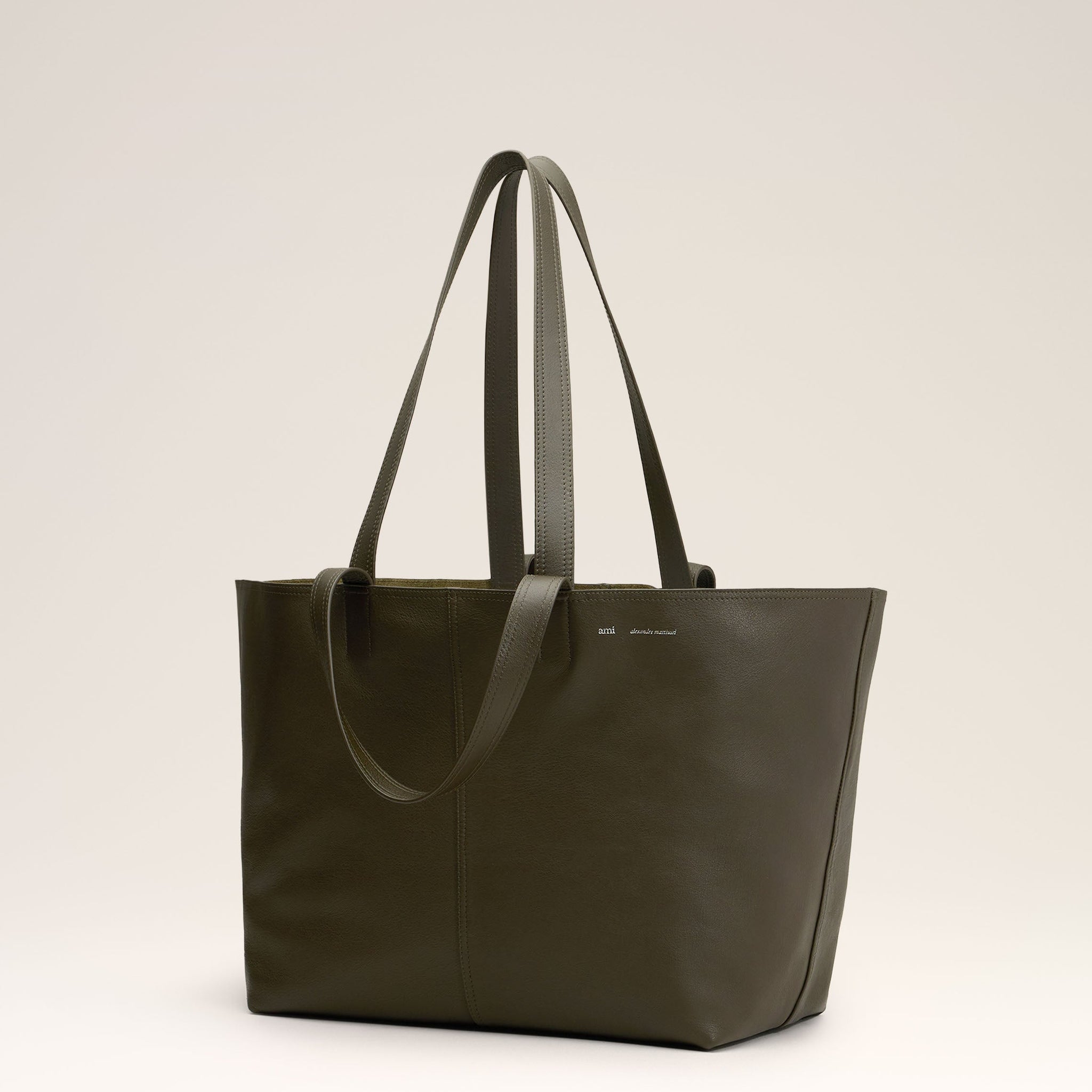 Green Leather Midi Tote Bag