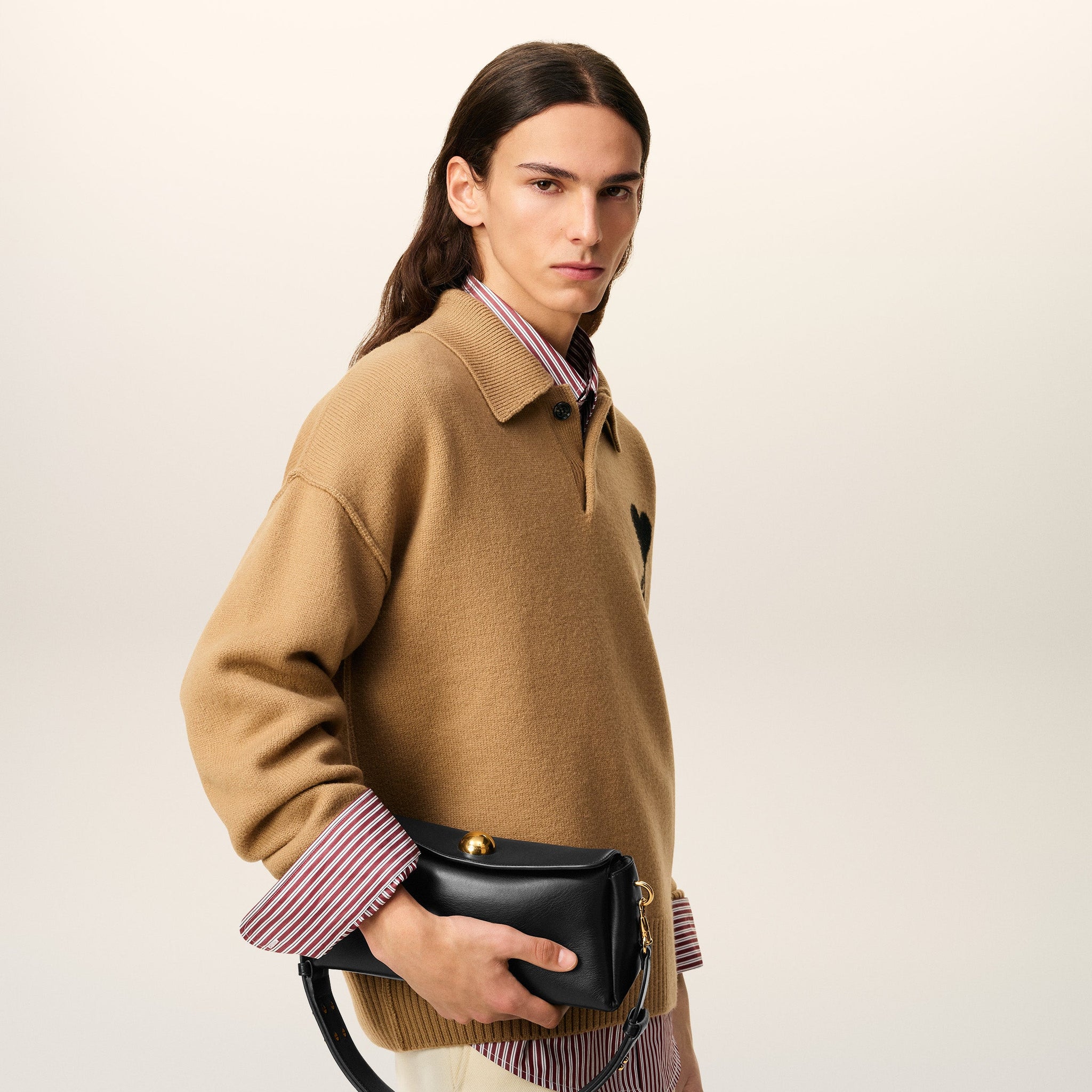 Black Smooth Leather Carrousel Bag