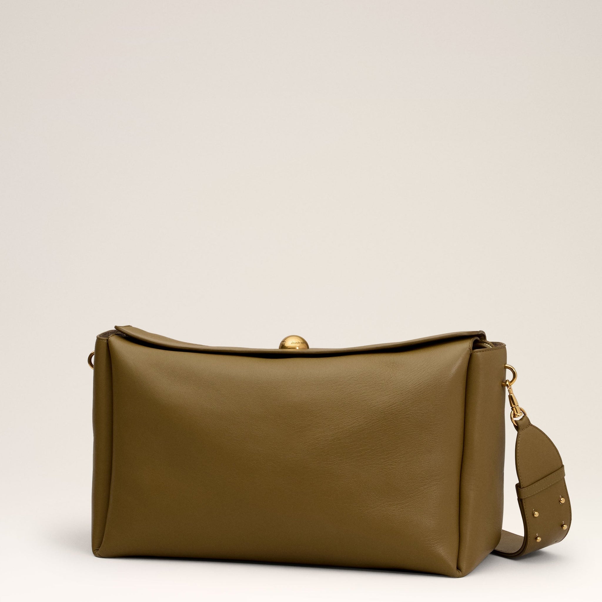 Khaki Leather Large Carrousel Bag