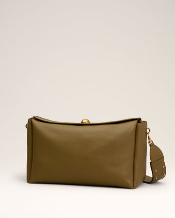 Khaki Leather Large Carrousel Bag