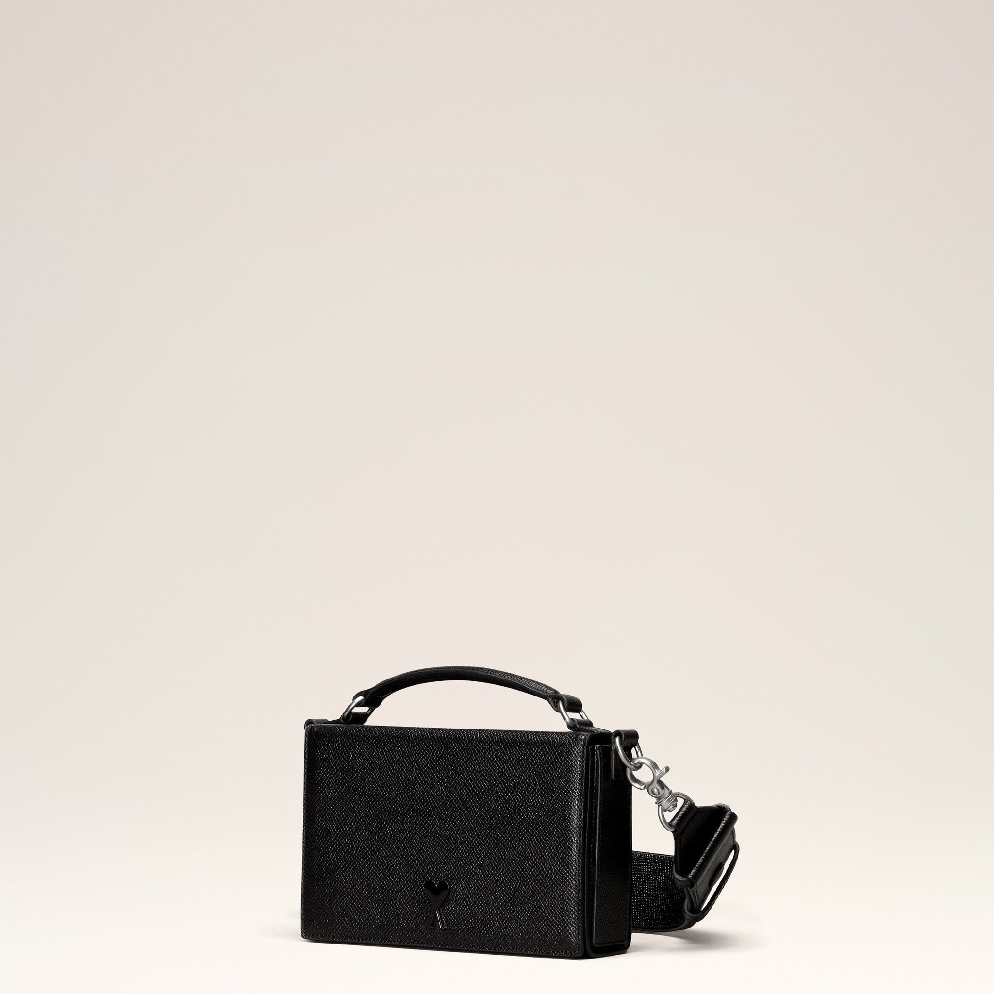 Black Leather Ami de Coeur Lunch Box Bag
