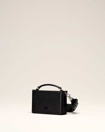Black Leather Ami de Coeur Lunch Box Bag