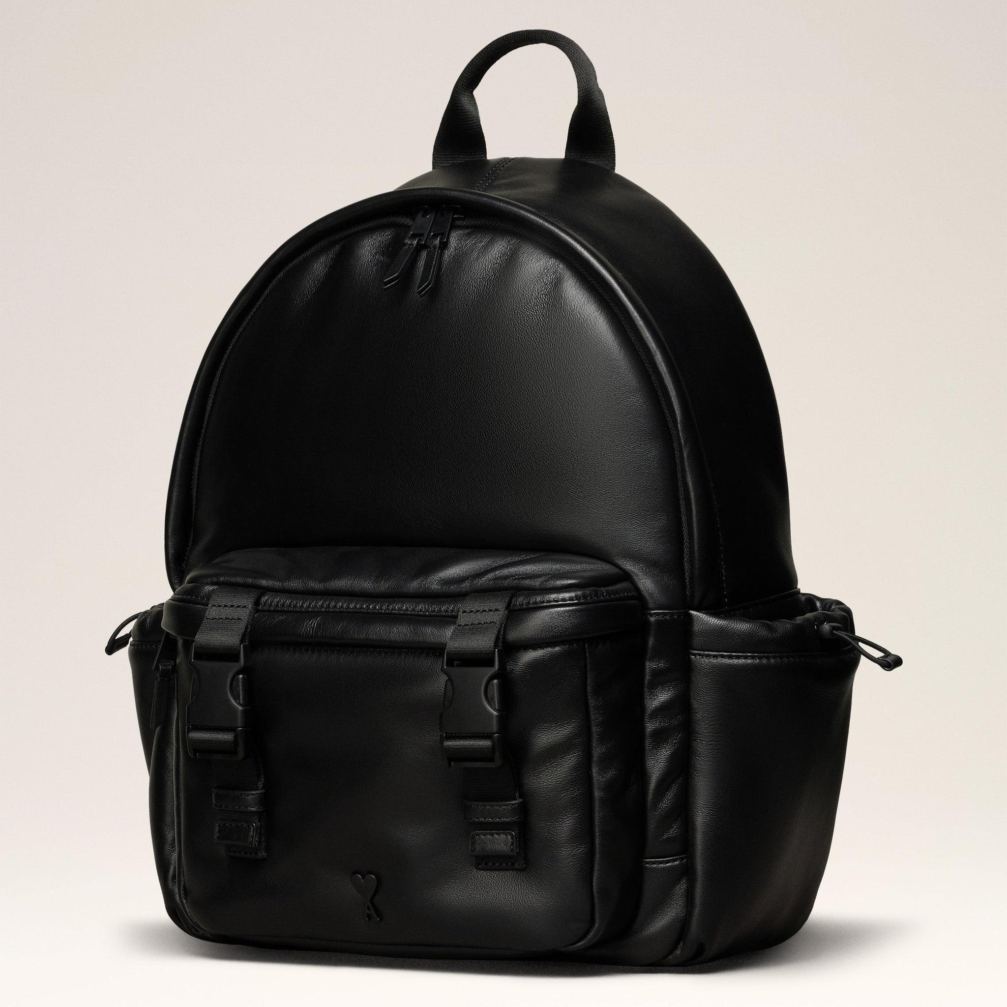 Black Leather Ami De Coeur Backpack