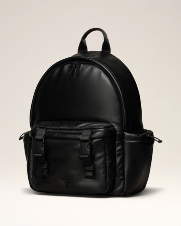 Black Leather Ami De Coeur Backpack