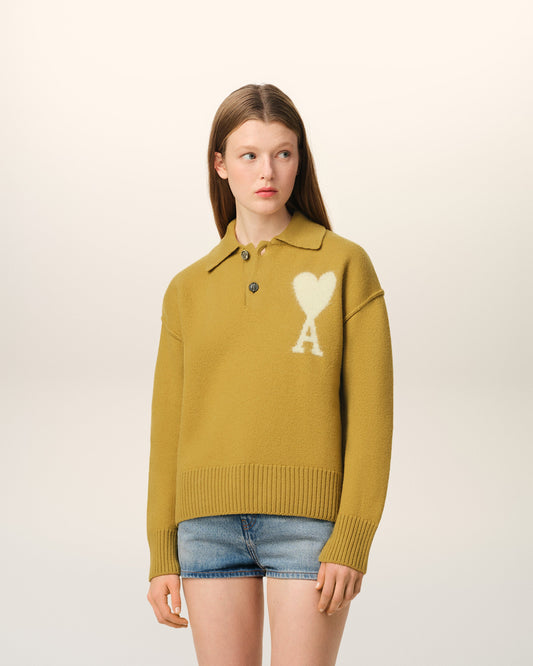 Mustard Wool Ami de Coeur Polo
