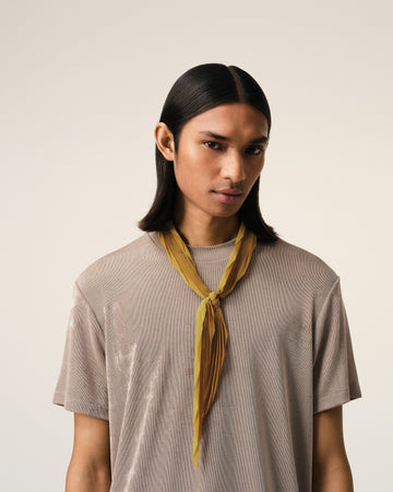 Mustard Pleated Diamond Shaped Scarf