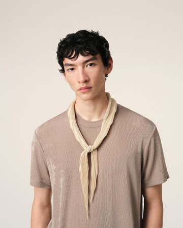 Beige Pleated Diamond Shaped Scarf