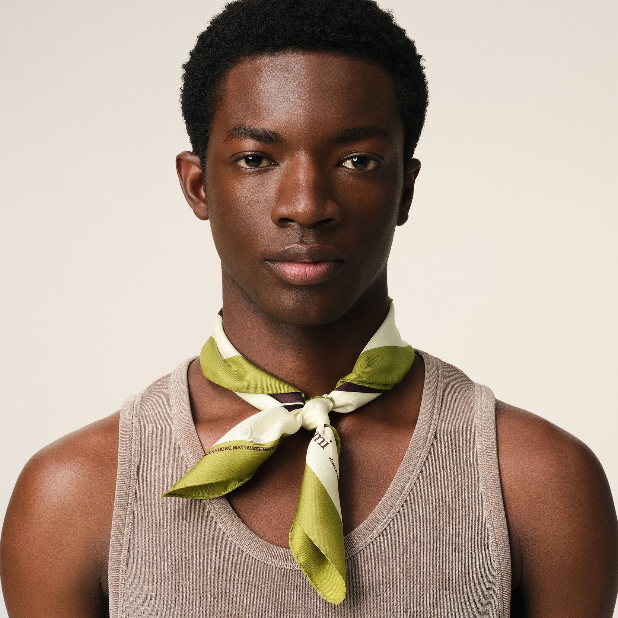 Khaki Silk Tricolor Bandana