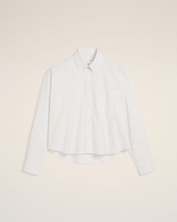 White Cotton Cropped Oversized Shirt