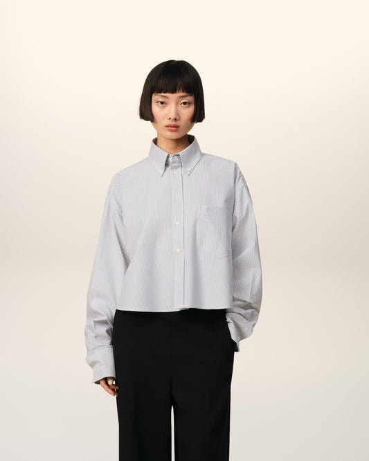 Purple Cotton Cropped Oversized Shirt