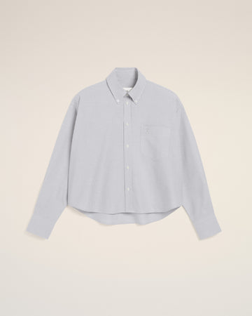 Purple Cotton Cropped Oversized Shirt