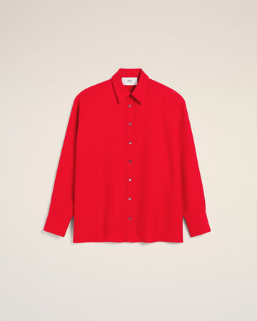 Red Wool Back Slit Loose Shirt