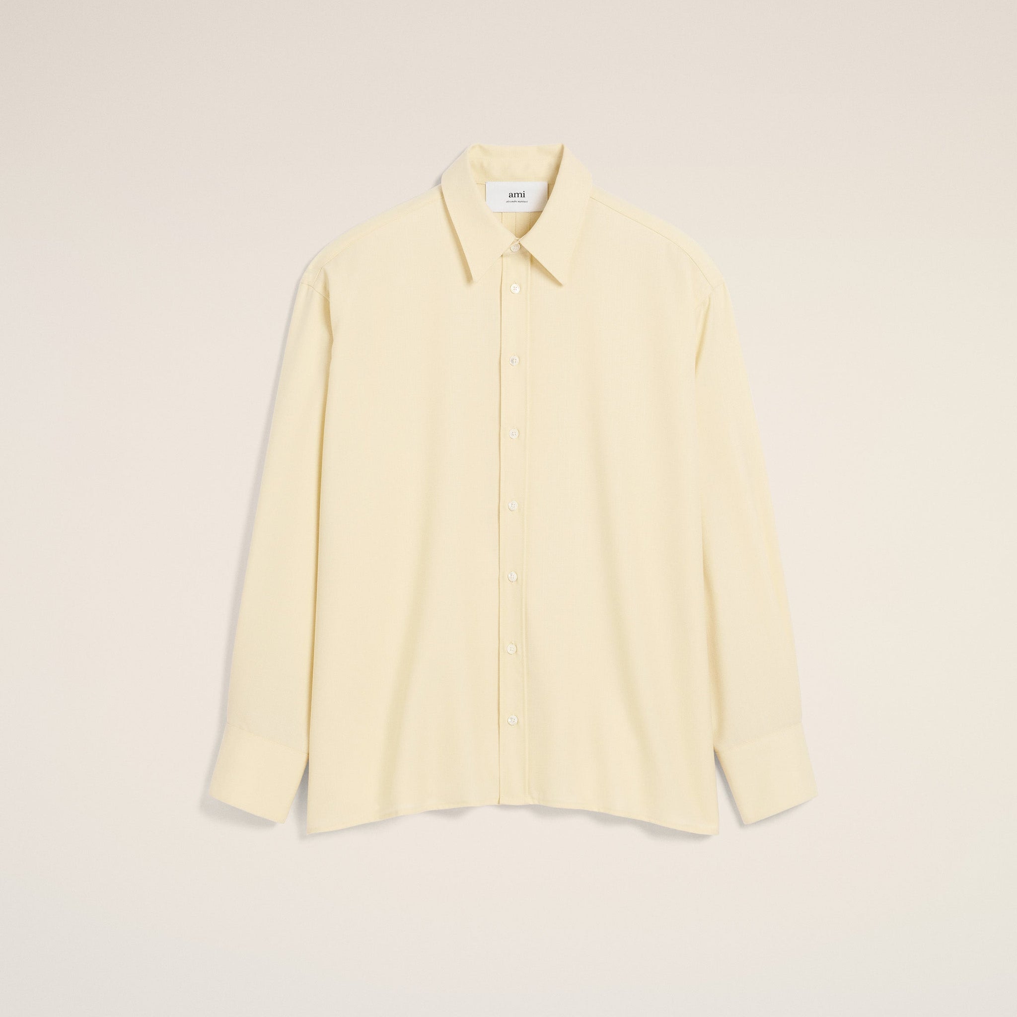 Yellow Wool Back Slit Loose Shirt