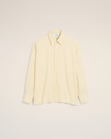 Yellow Wool Back Slit Loose Shirt