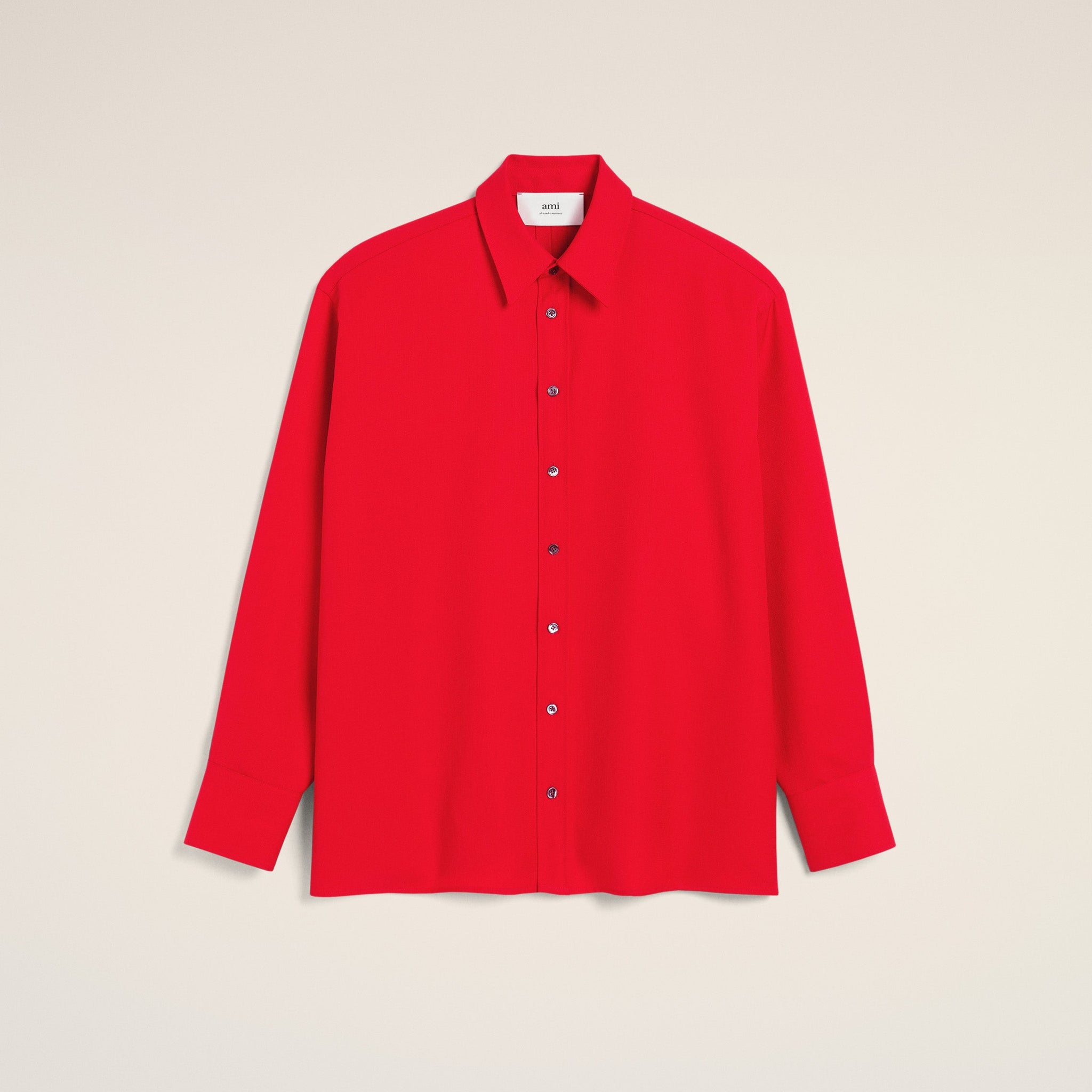 Red Wool Back Slit Loose Shirt