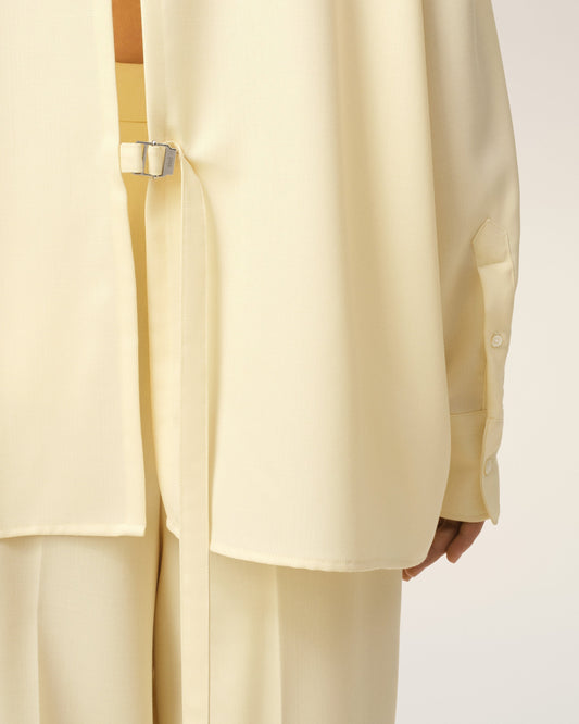 Yellow Wool Back Slit Loose Shirt