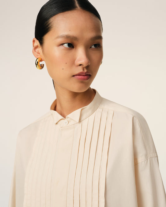 Beige Cotton Oversized Shirt