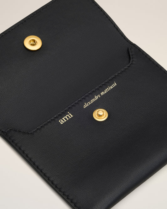 Black Leather Carrousel Folded Card Holder