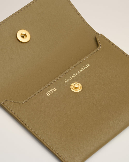Khaki Leather Carrousel Folded Card Holder