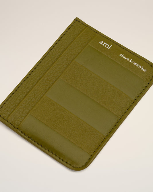 Khaki Leather Midi Card Holder