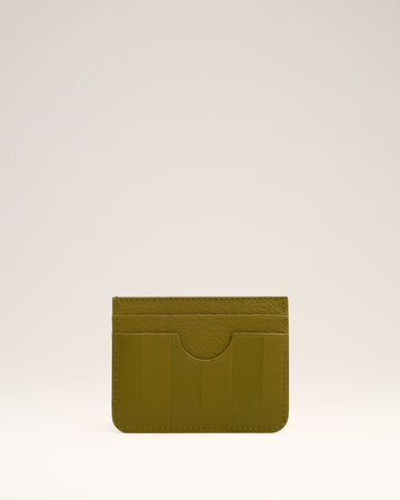 Khaki Leather Midi Card Holder