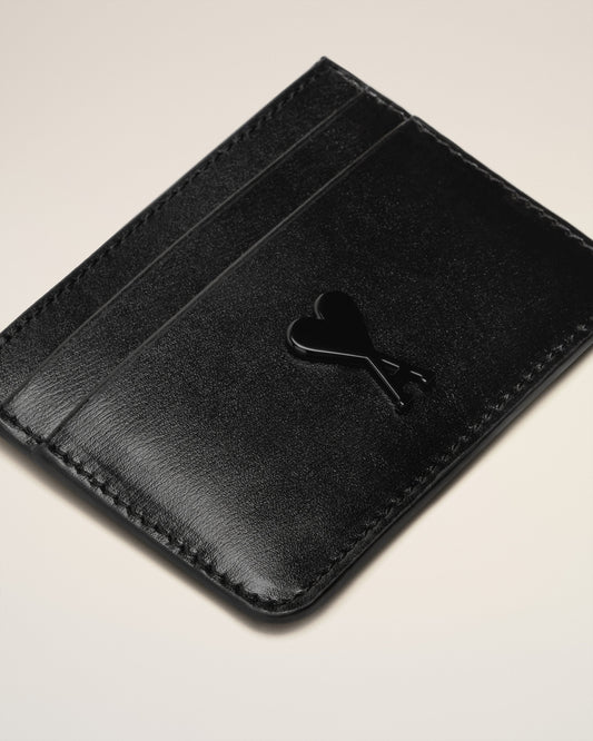 Black Leather Ami de Coeur Card Holder