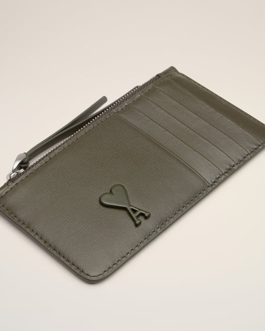Green Leather Zipped Card Holder