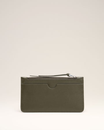 Green Leather Zipped Card Holder