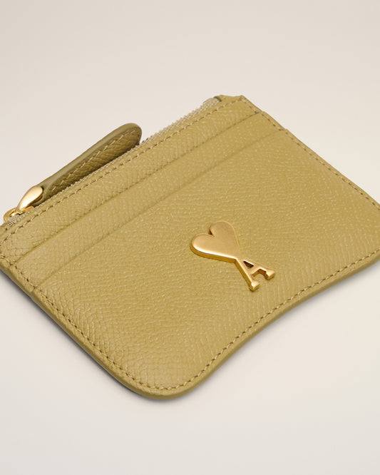 Yellow Leather Zipped Card Holder