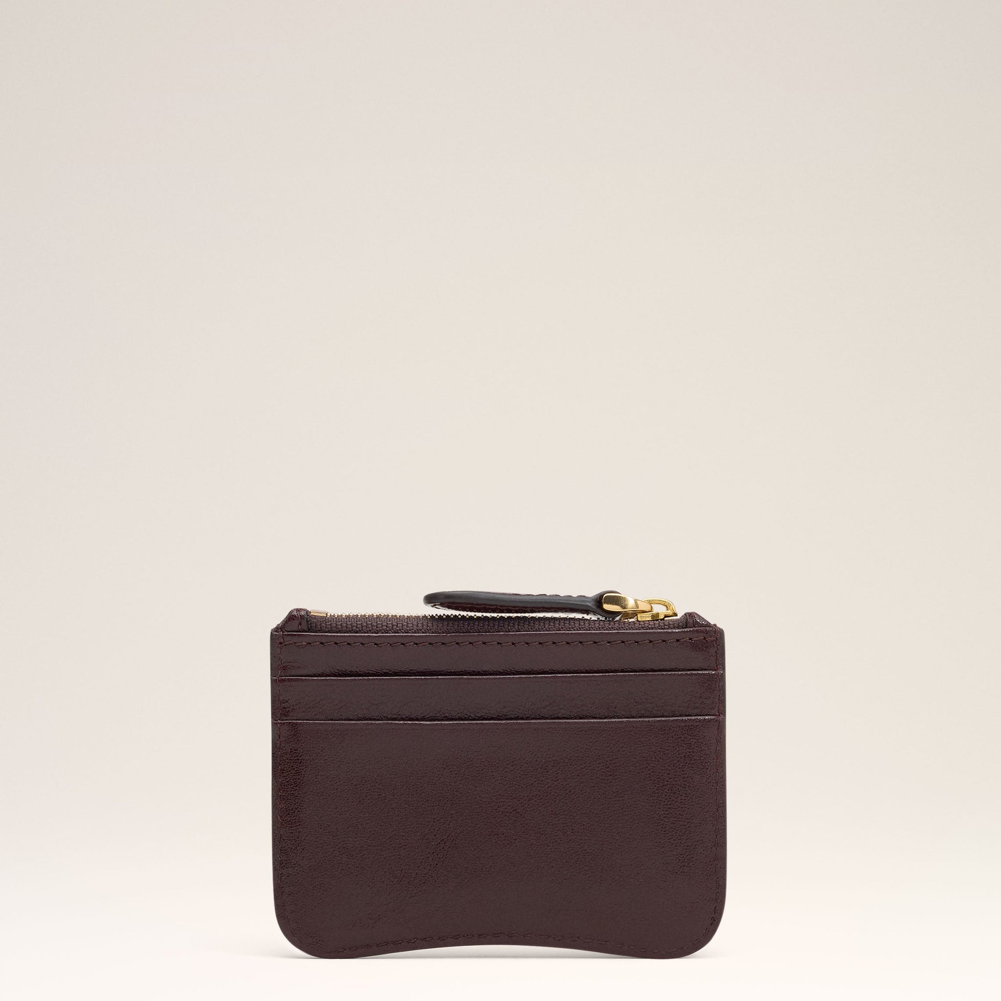 Burgundy Leather Paris Paris Zipped Card Holder