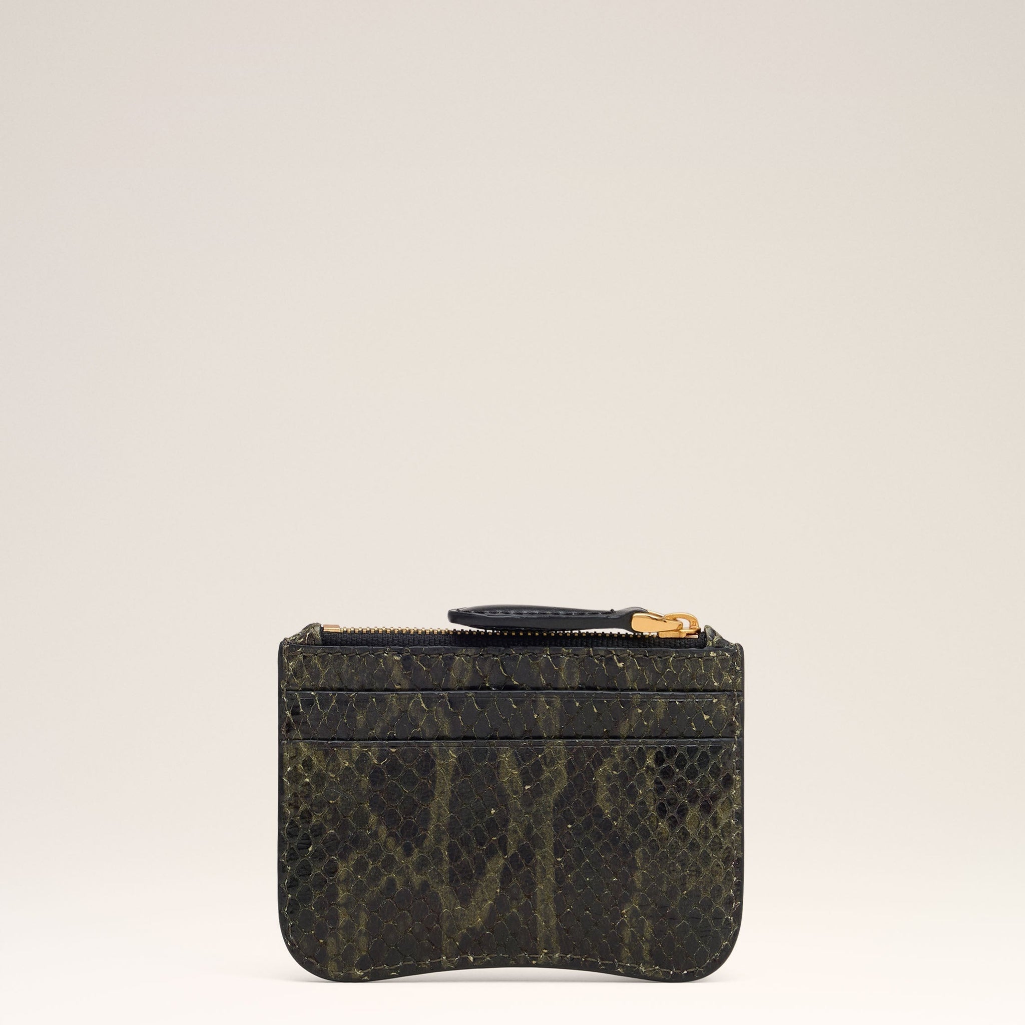 Green Leather Zipped Card Holder