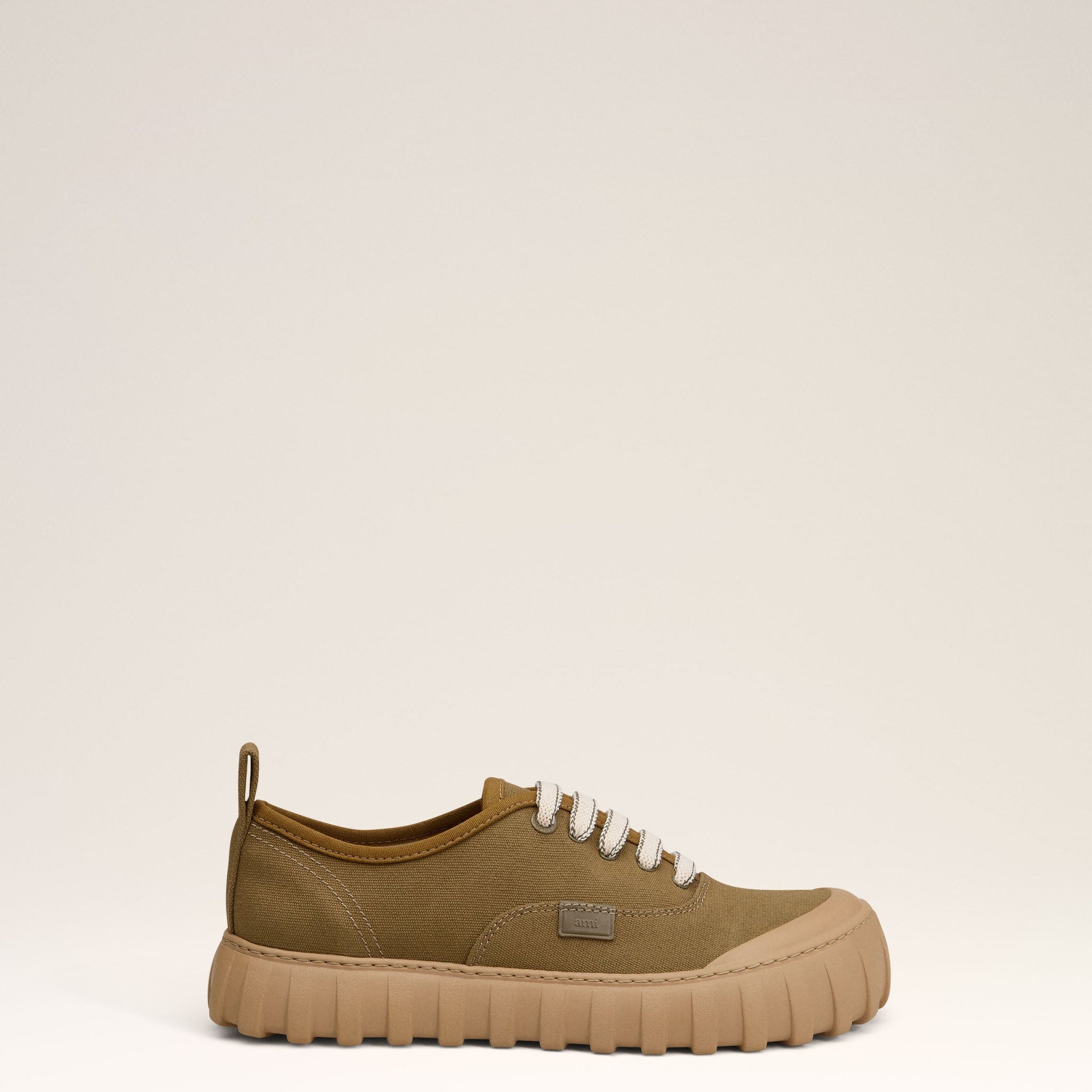 Khaki Cotton Low Top Tempo Canvas Sneakers