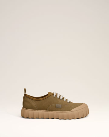 Khaki Cotton Low Top Tempo Canvas Sneakers