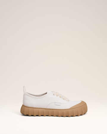 White Cotton Low Top Tempo Canvas Sneakers