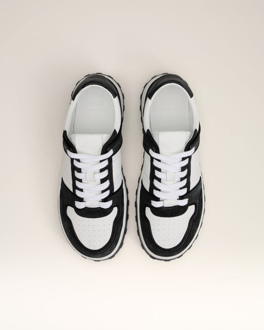 White Leather Low Top Walk Sneakers