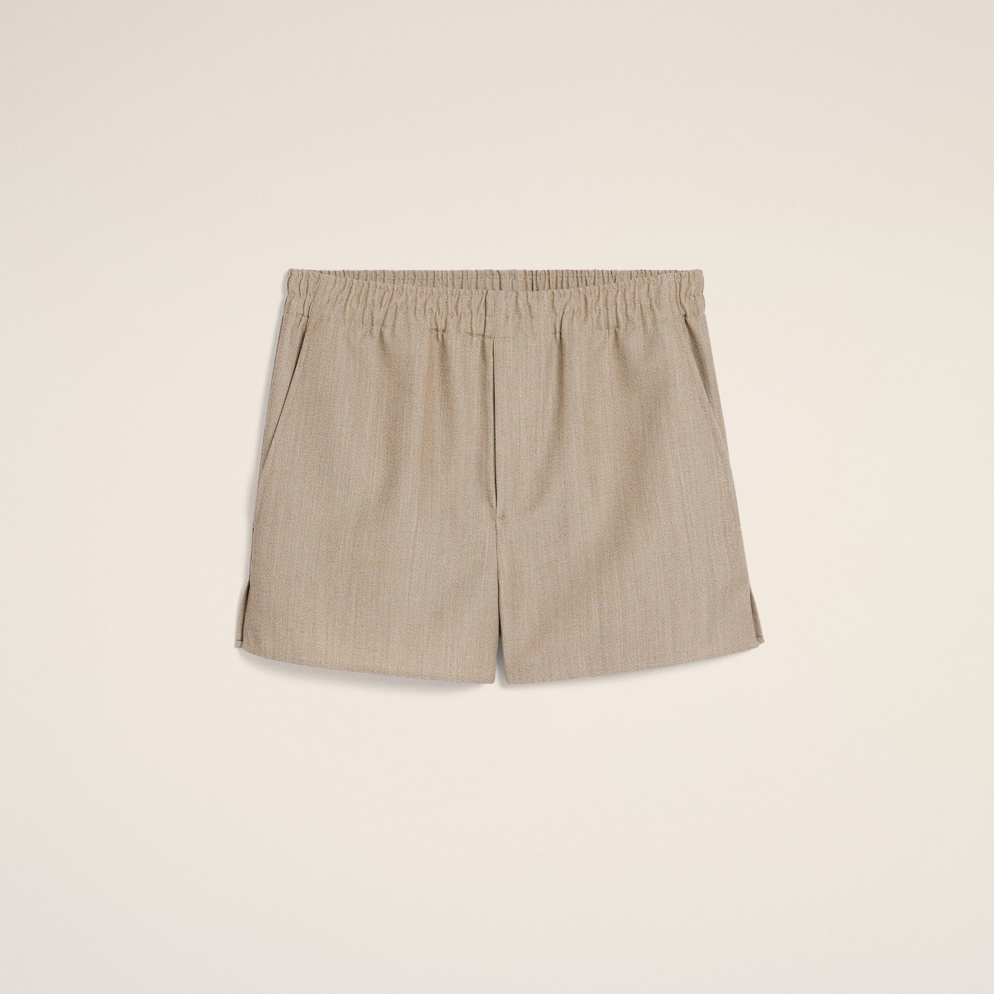 Beige Wool Elasticated Short