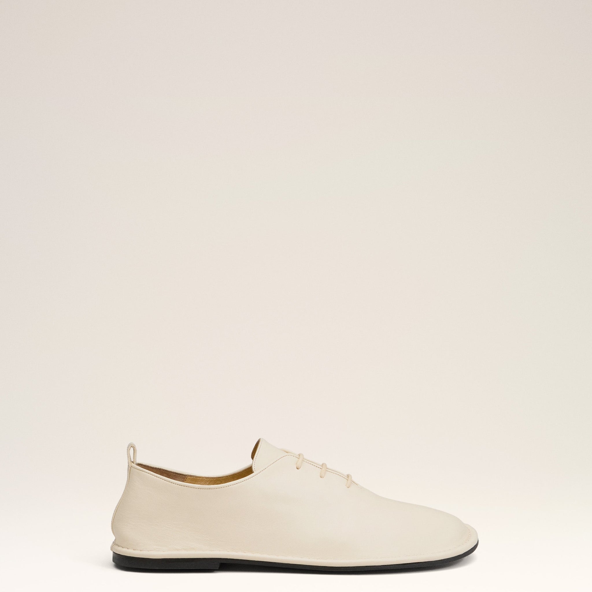 Beige Leather One Cut Shoes