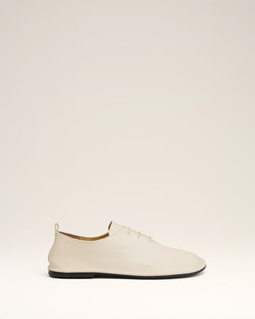 Beige Leather One Cut Shoes