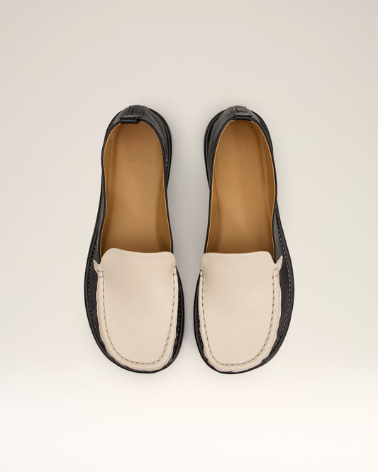 Black Leather Midi Loafers