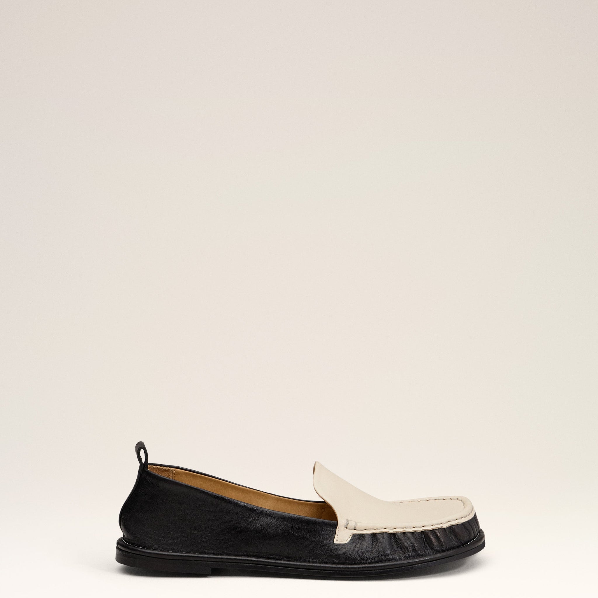 Black Leather Midi Loafers