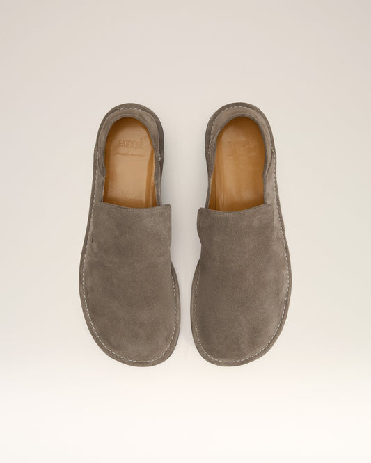 Beige Leather Midi Slippers