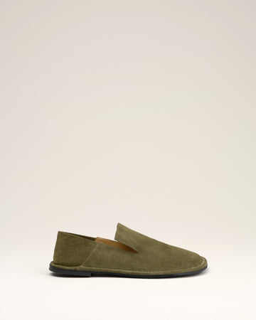 Khaki Leather Midi Slippers