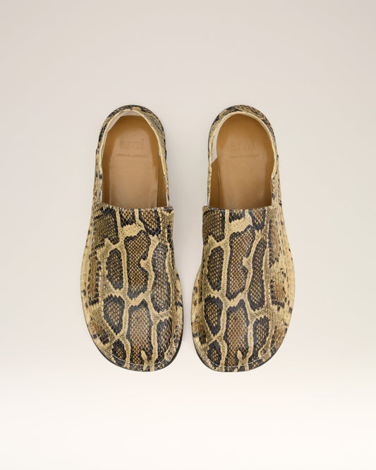 Beige Leather Midi Slippers