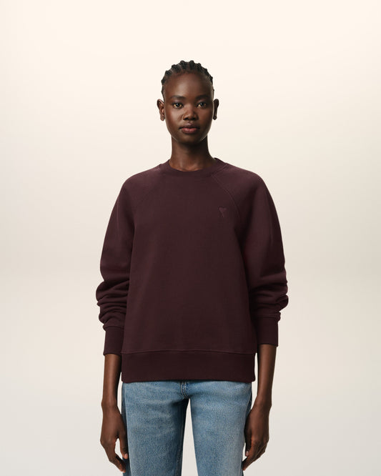 Burgundy Cotton Tonal Ami de Coeur Sweatshirt