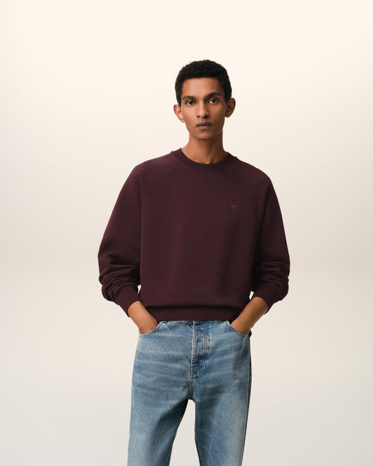 Burgundy Cotton Tonal Ami de Coeur Sweatshirt
