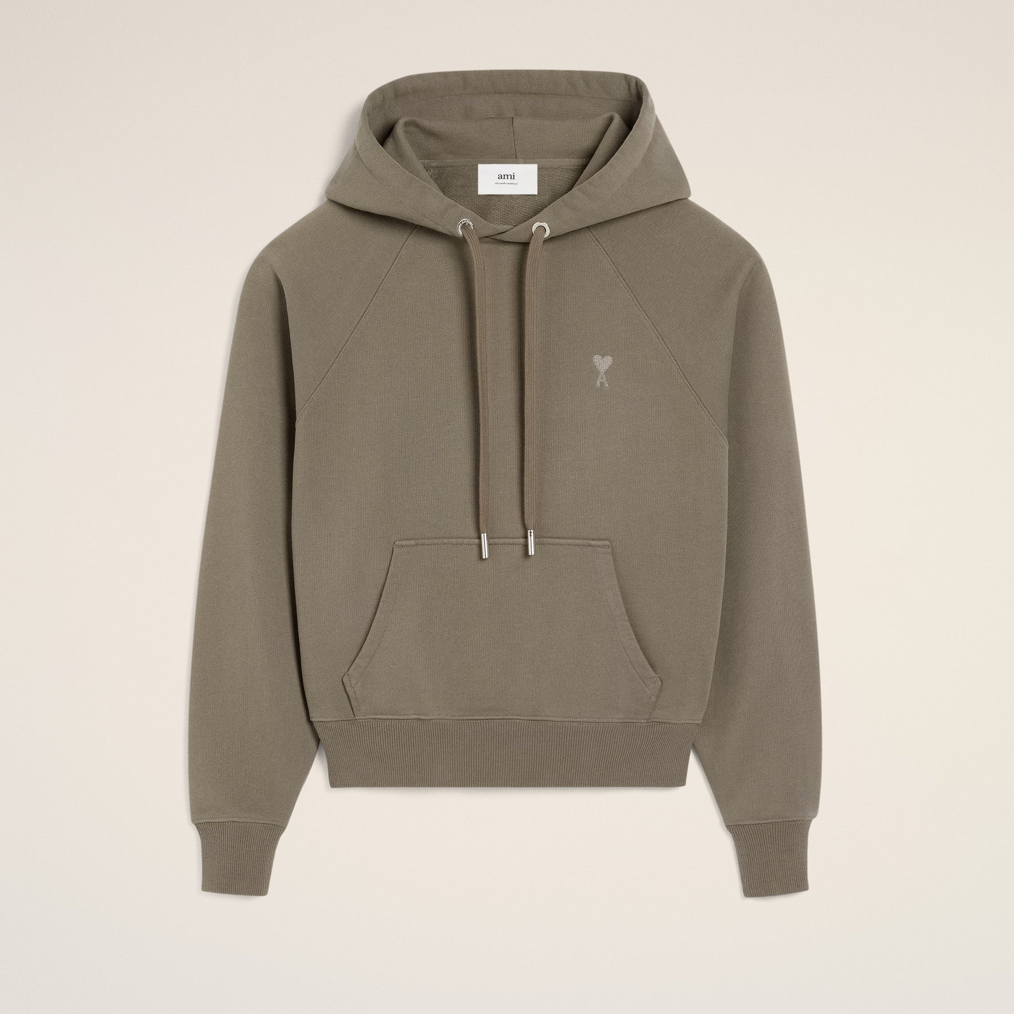 Taupe Cotton Tonal Ami de Coeur Hoodie