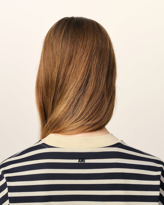 Navy Recycled Cotton Loose Striped T-Shirt