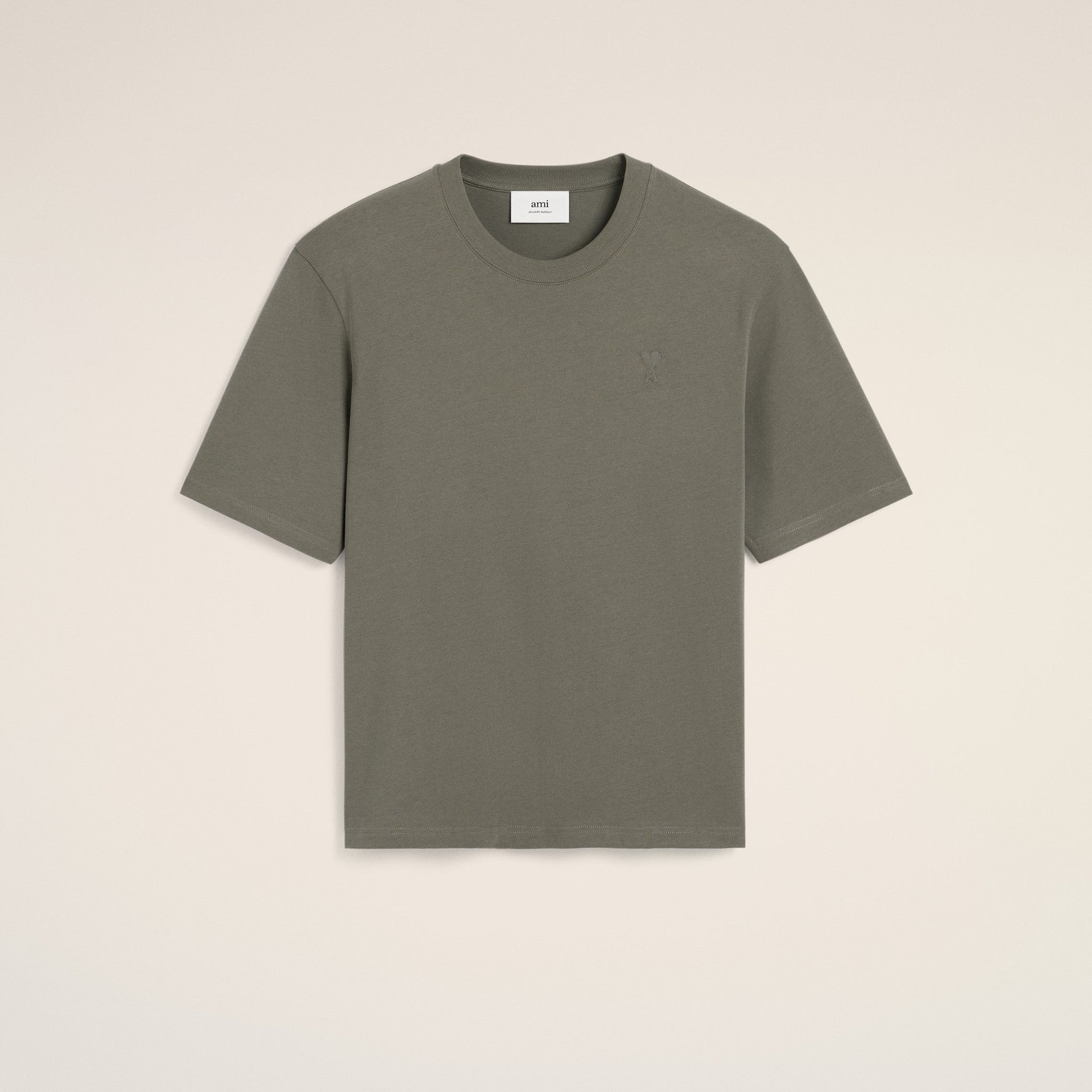 Taupe Cotton Tonal Ami de Coeur T-Shirt