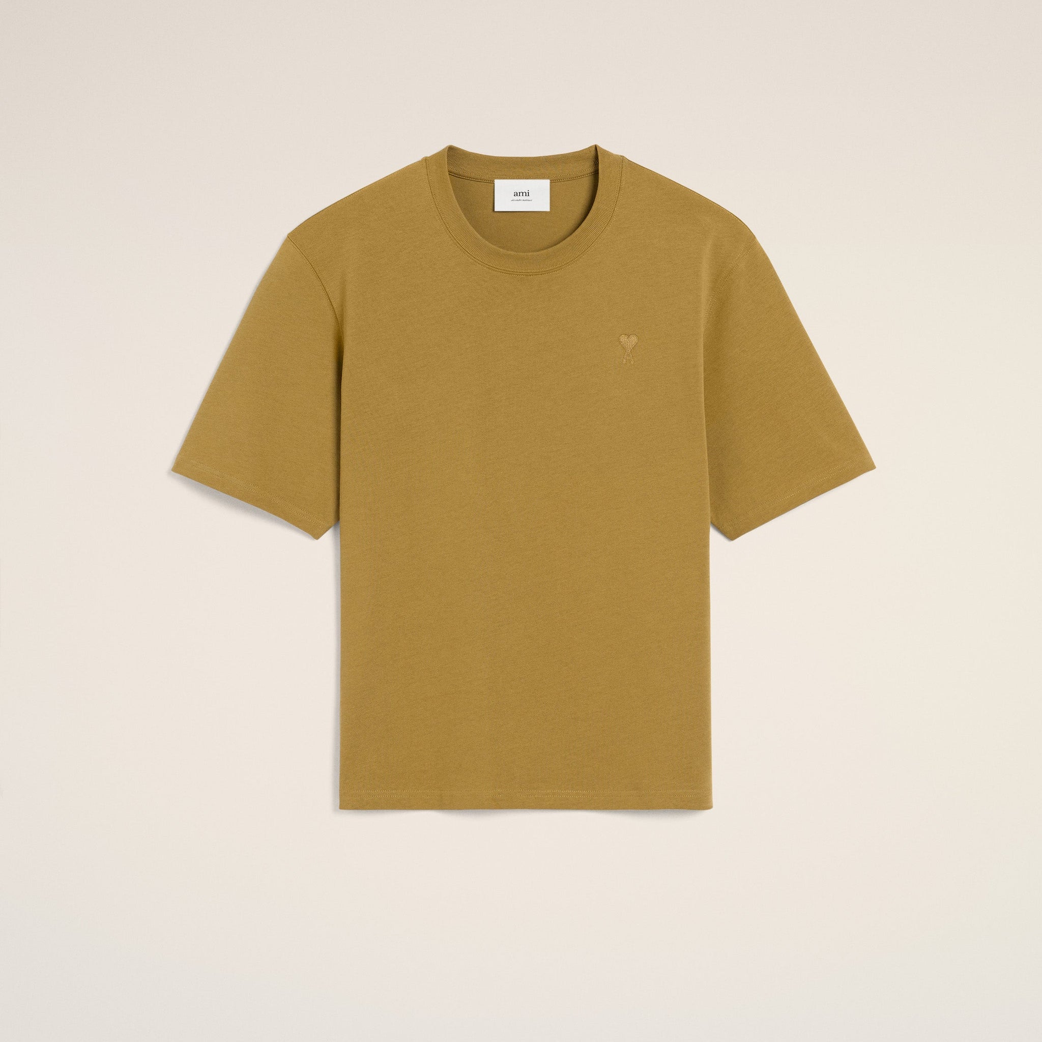 Mustard Cotton Tonal Ami de Coeur T-Shirt