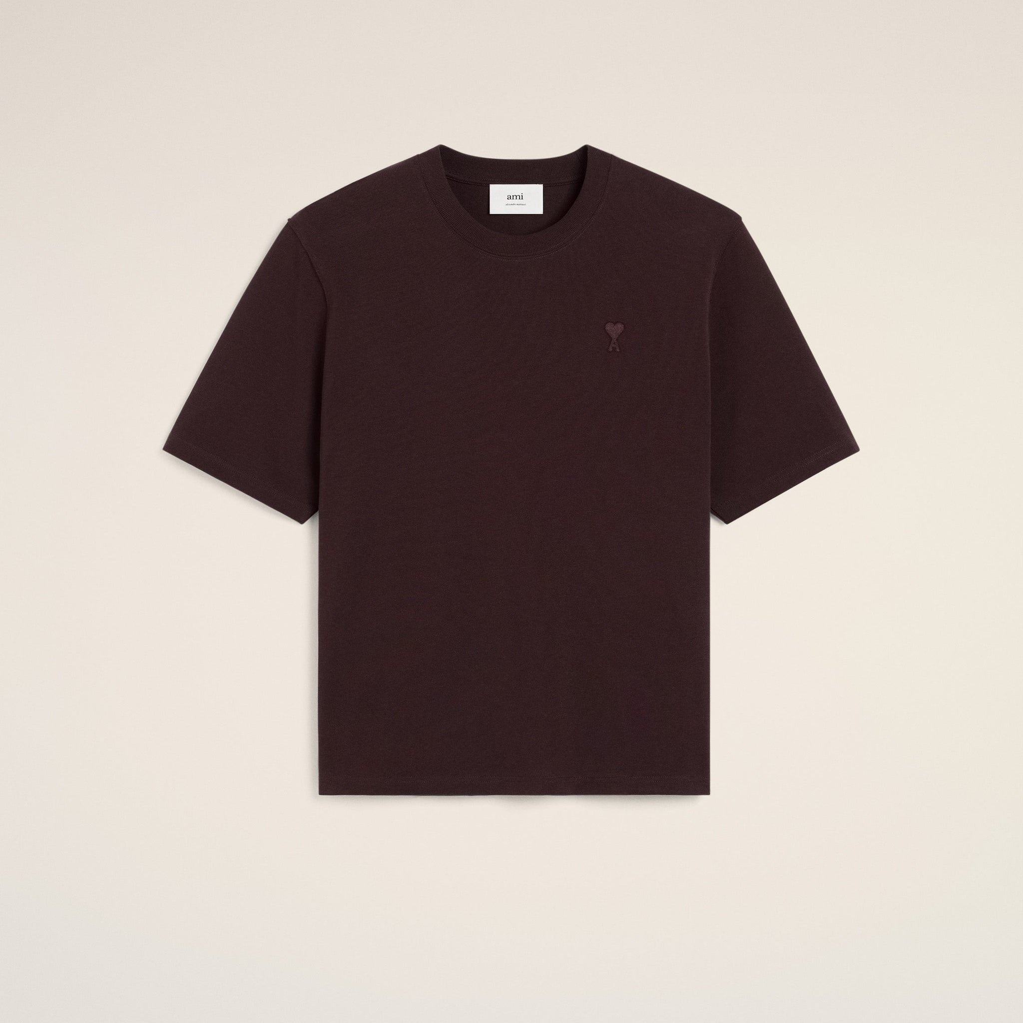 Burgundy Cotton Tonal Ami de Coeur T-Shirt